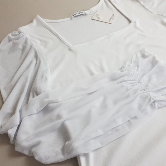 Mangopop Square Neck Sheer Long Sleeve Bodysuit - Picture 4 of 16